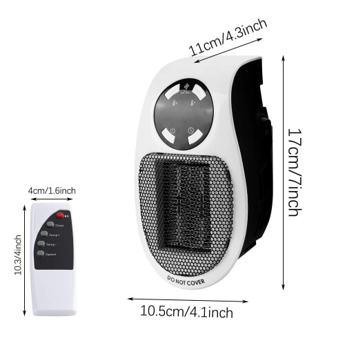 500W Mini Wall Plug Fan Heater with Remote Control 1