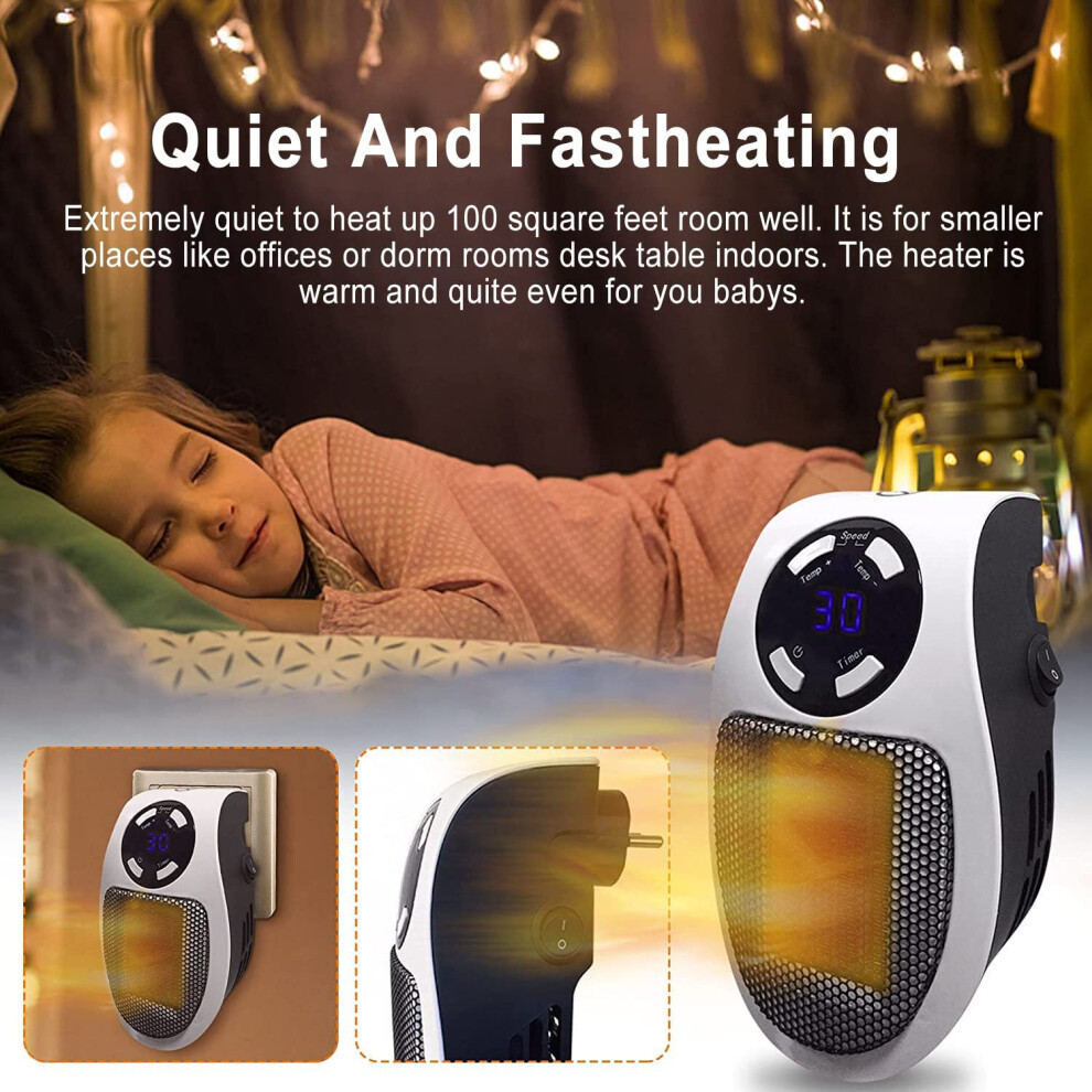 (with Remote Control) Portable Plug In Electric Heater Timer LED