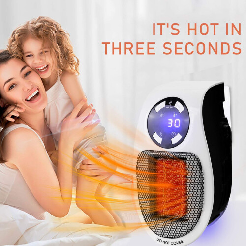 500W Mini Wall Plug Fan Heater with Remote Control 2