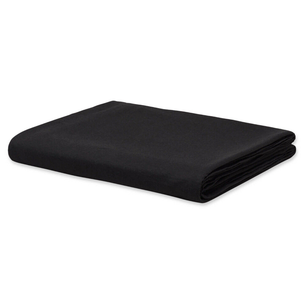 (Double, Black) Luxury Flat Sheets Bed Sheets PolyCotton Percale