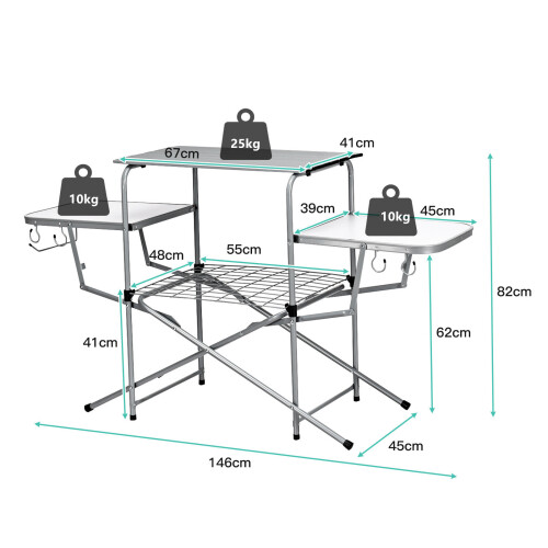 Gymax Folding Camping Table W/2 Extended Tables & Wire Rack Compact Portable 1