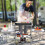 Gymax Folding Camping Table W/2 Extended Tables & Wire Rack Compact Portable 8