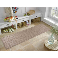 (Runner 60x220 cm, BEIGE) Anti Slip Cubed Trellis Design 9MM Kitchen & Hall Runners Doormats