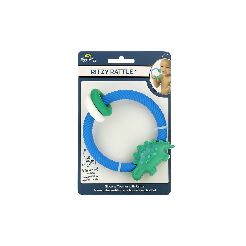 Itzy Ritzy , 1 Silicone Teether With Rattle, 3+ Months, Dino