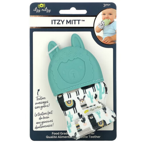 Itzy Ritzy, Itzy Mitt, 1 Food Grade Silicone Teether, 3+ Months, Llama 2