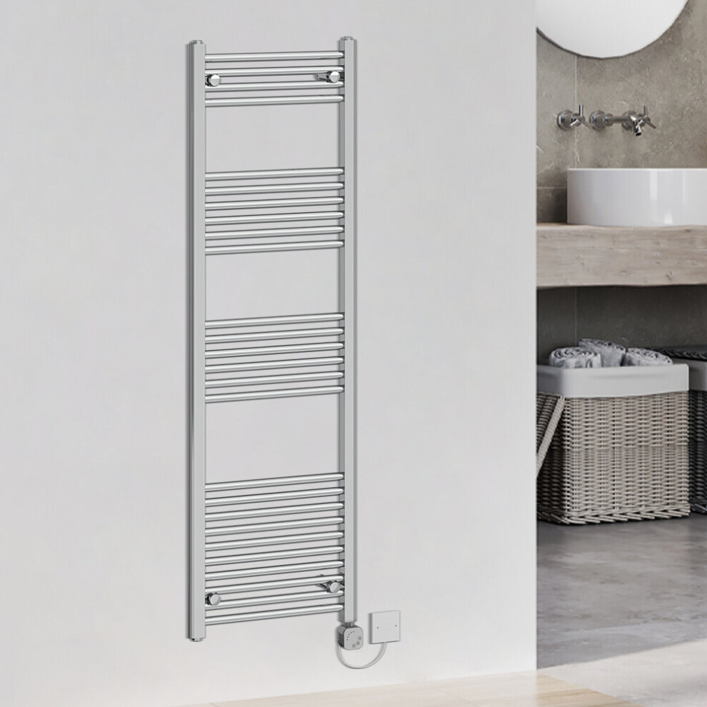 (1600x495mm, Chrome) WarmeHaus Electric Heated Towel Rail Straight Thermostatic Bathroom Towel Radiator