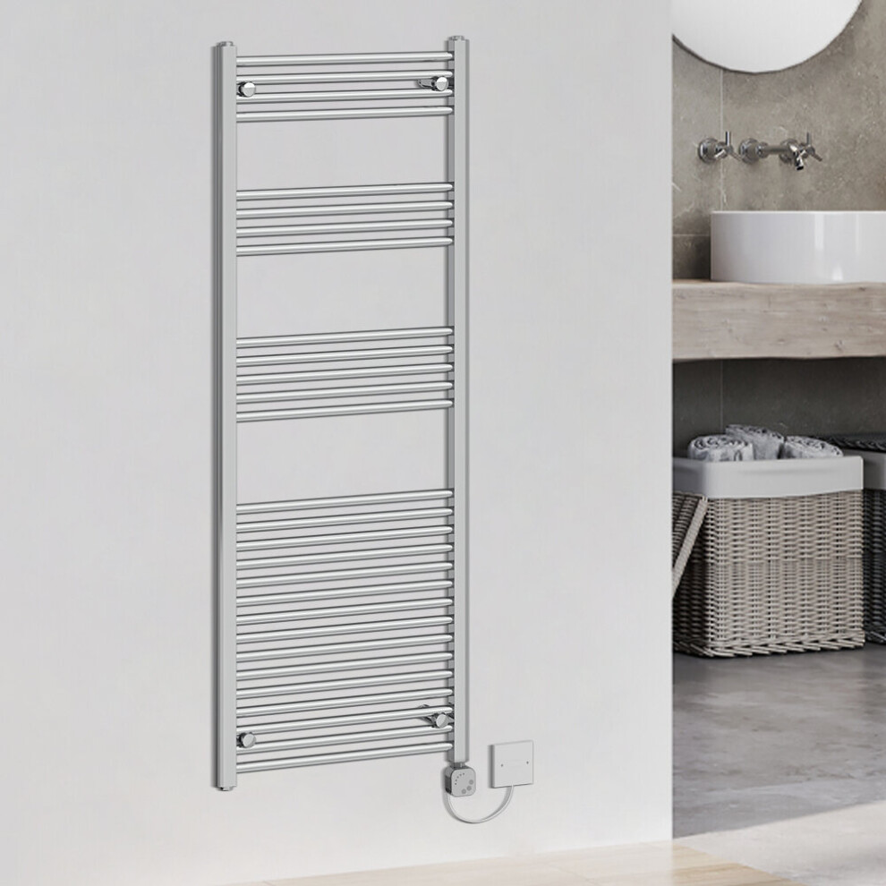 (1600x600mm, Chrome) WarmeHaus Electric Heated Towel Rail Straight Thermostatic Bathroom Towel Radiator