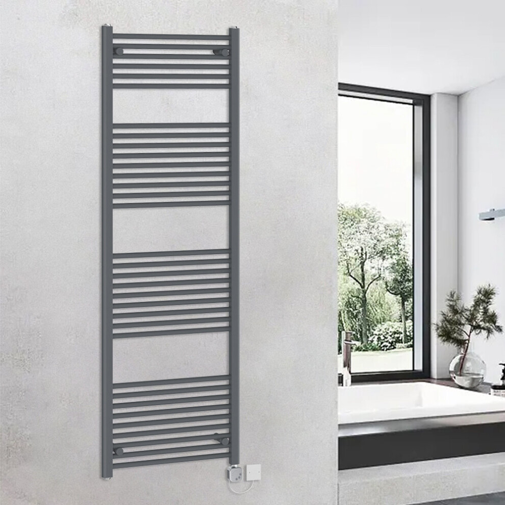 (1800x600mm, Grey) WarmeHaus Electric Heated Towel Rail Straight Thermostatic Bathroom Towel Radiator