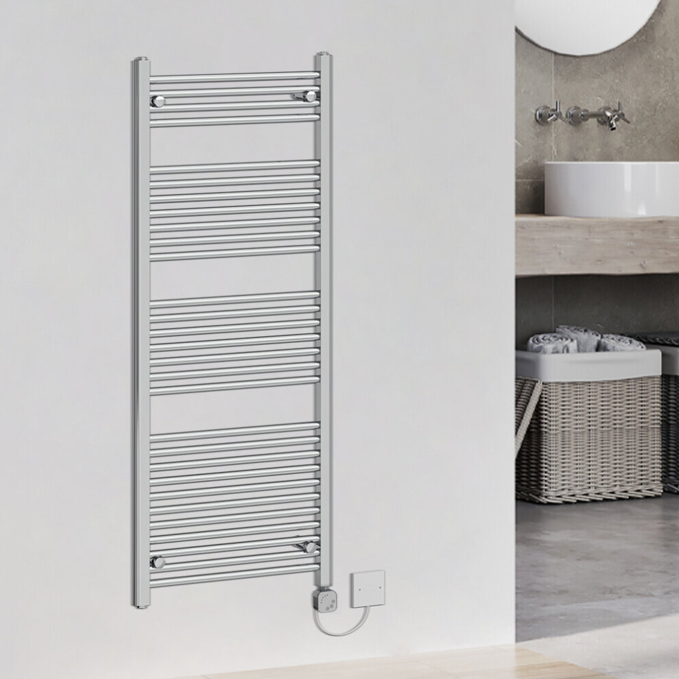 (1500x600mm, Chrome) WarmeHaus Electric Heated Towel Rail Straight Thermostatic Bathroom Towel Radiator