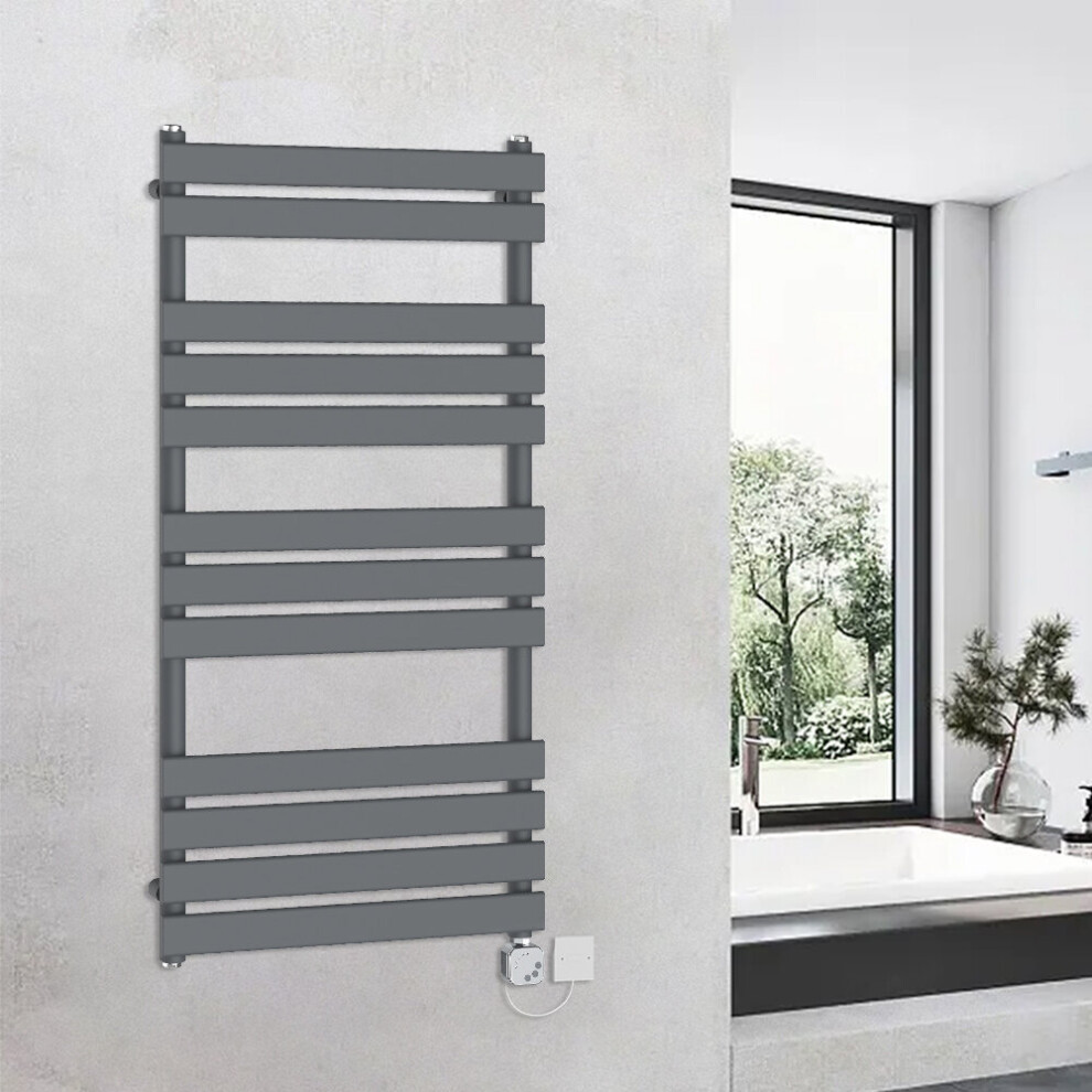 (1200x600mm, Sand Grey) WarmeHaus Thermostatic Heated Towel Rail Prefilled Electric Heated Towel Rail Bathroom Towel Radiator Ladder Style