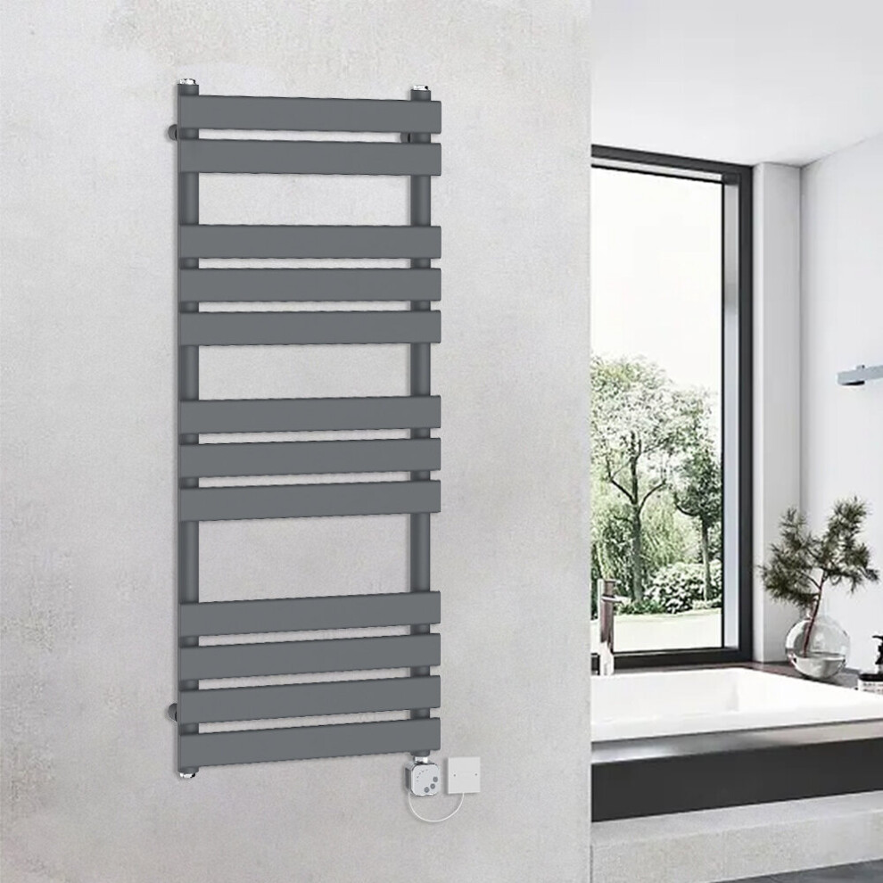 (1200x500mm, Sand Grey) WarmeHaus Thermostatic Heated Towel Rail Prefilled Electric Heated Towel Rail Bathroom Towel Radiator Ladder Style