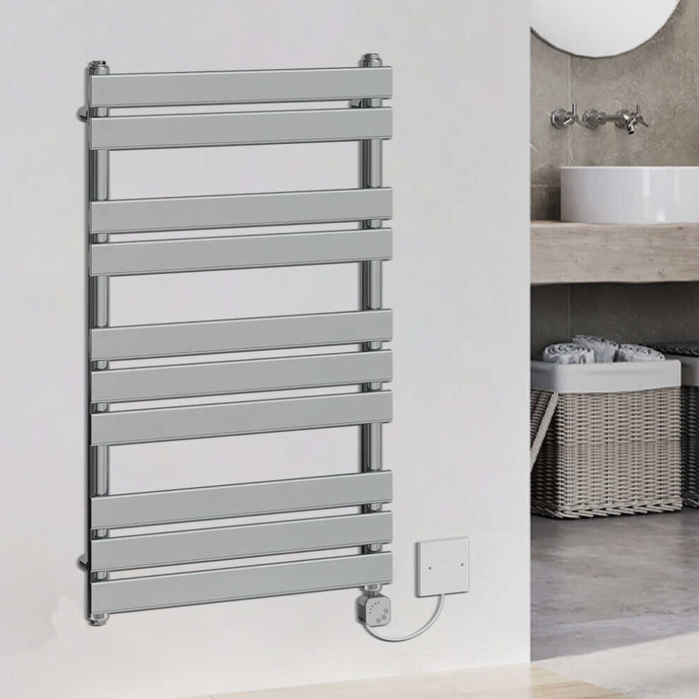 (1000x600mm, Chrome) WarmeHaus Thermostatic Heated Towel Rail Prefilled Electric Heated Towel Rail Bathroom Towel Radiator Ladder Style