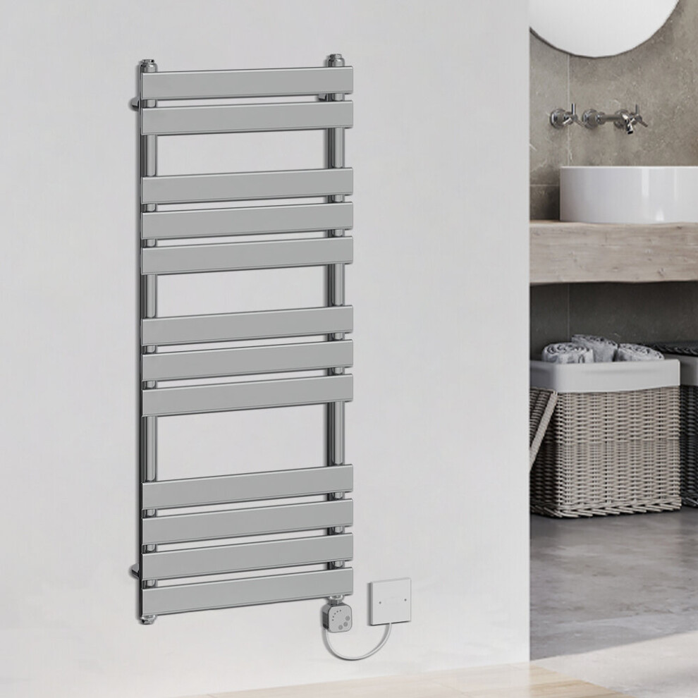 (1200x500mm, Chrome) WarmeHaus Thermostatic Heated Towel Rail Prefilled Electric Heated Towel Rail Bathroom Towel Radiator Ladder Style