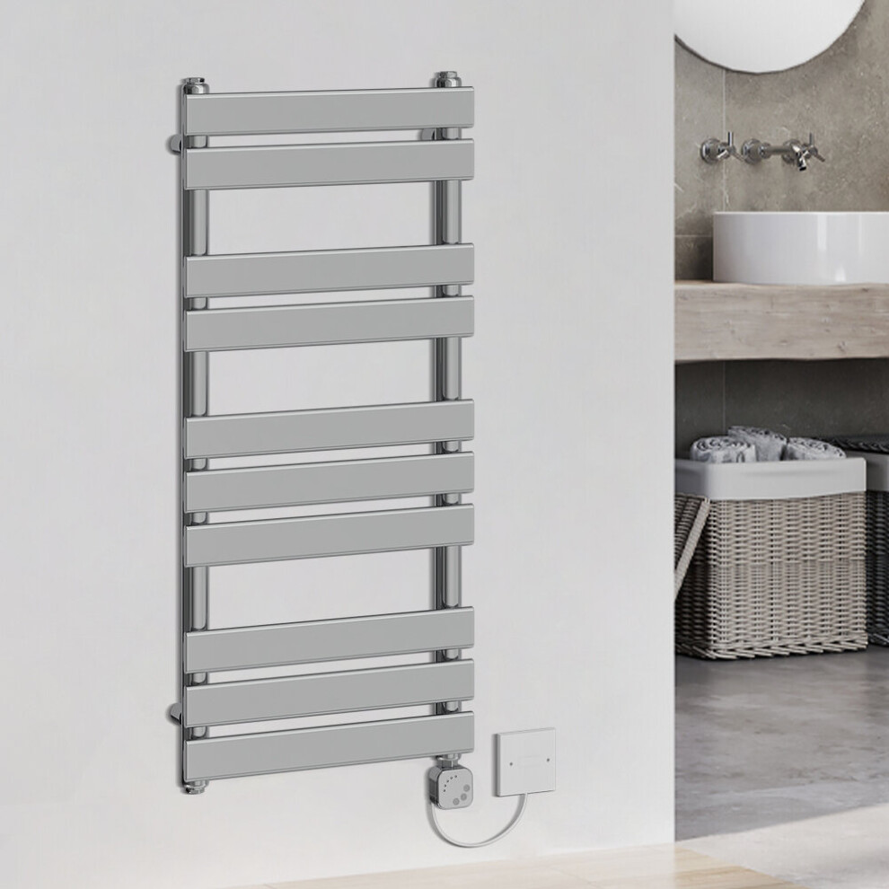 (1000x450mm, Chrome) WarmeHaus Thermostatic Heated Towel Rail Prefilled Electric Heated Towel Rail Bathroom Towel Radiator Ladder Style