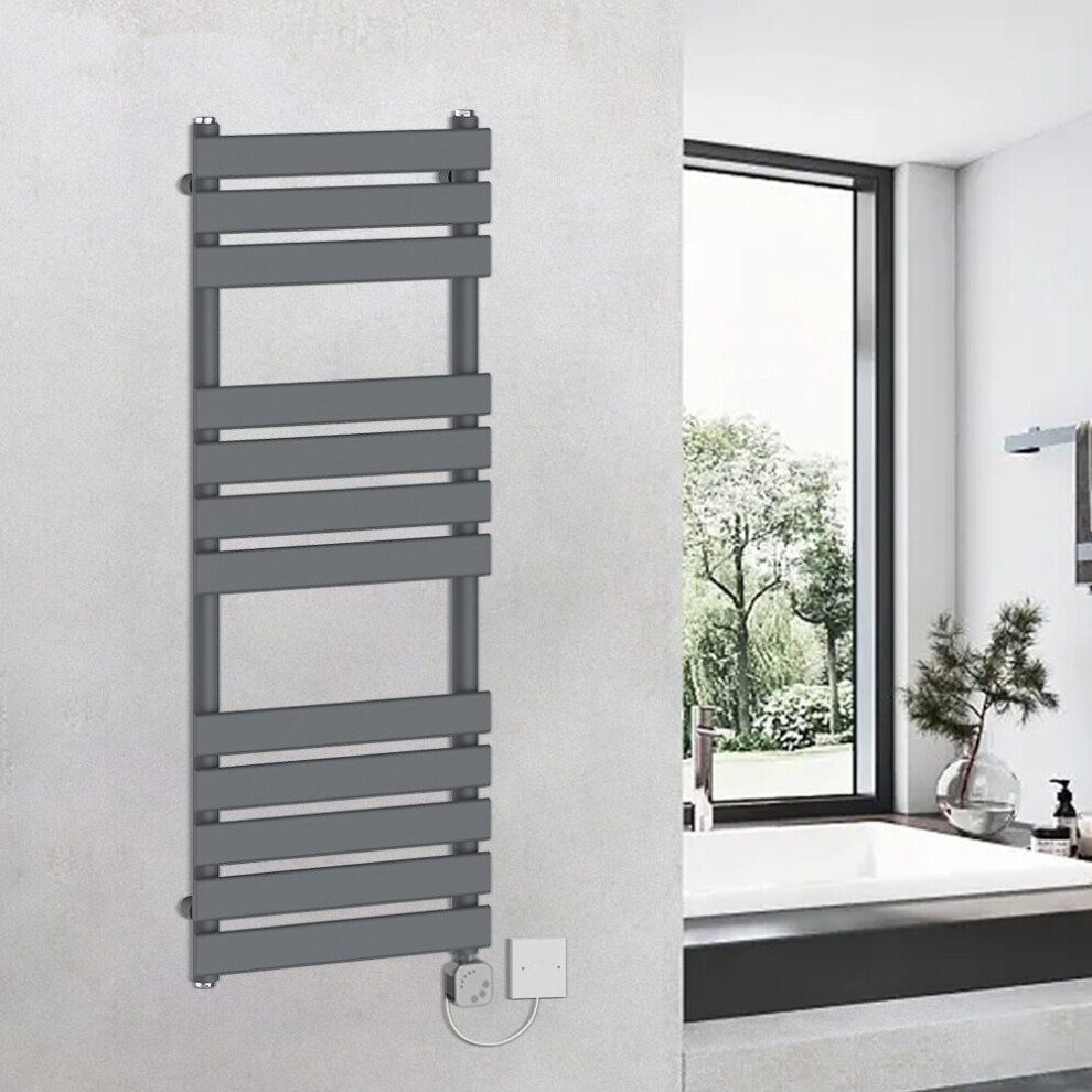 (1200x450mm, Sand Grey) WarmeHaus Thermostatic Heated Towel Rail Prefilled Electric Heated Towel Rail Bathroom Towel Radiator Ladder Style