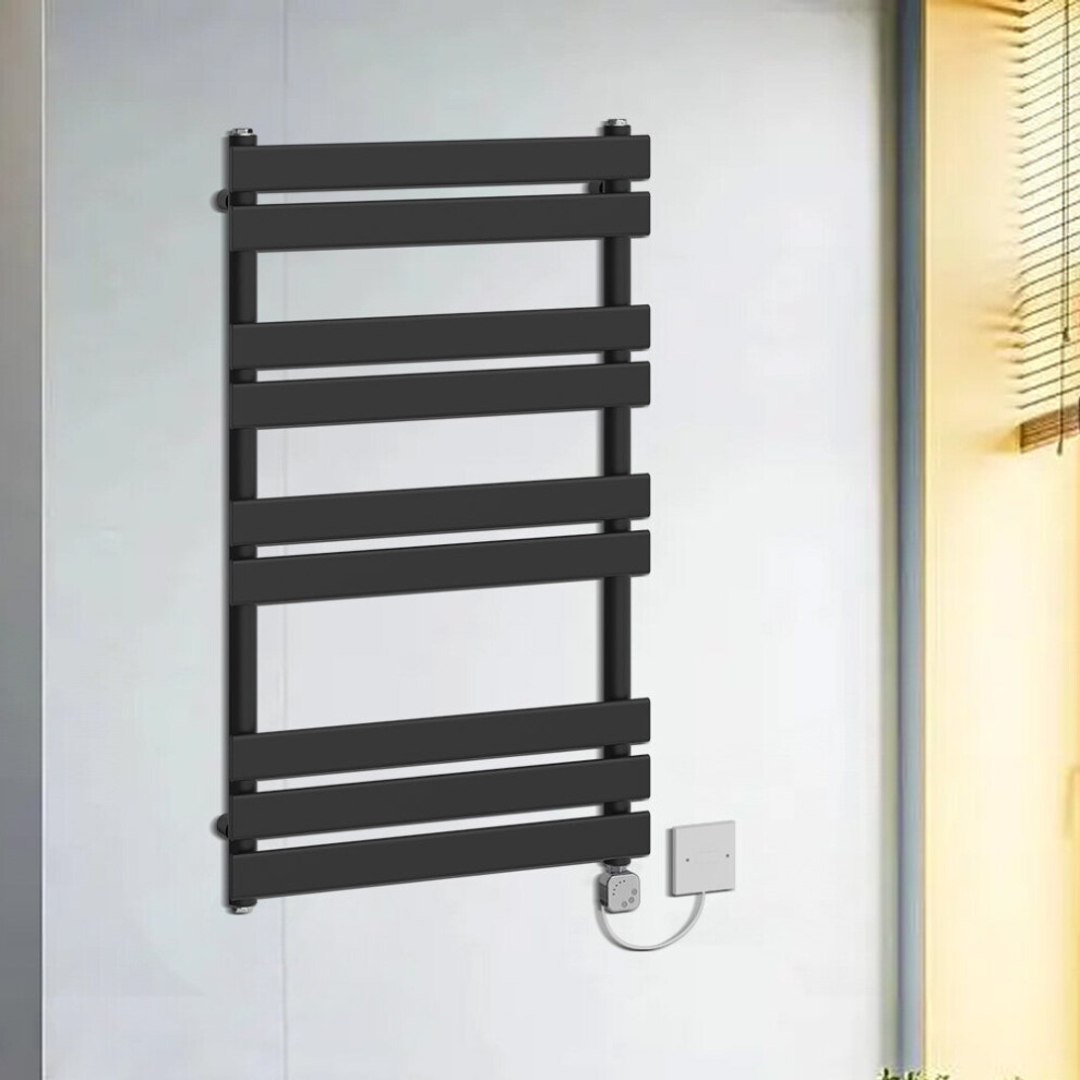 (1000x600mm, Black) WarmeHaus Thermostatic Heated Towel Rail Prefilled Electric Heated Towel Rail Bathroom Towel Radiator Ladder Style