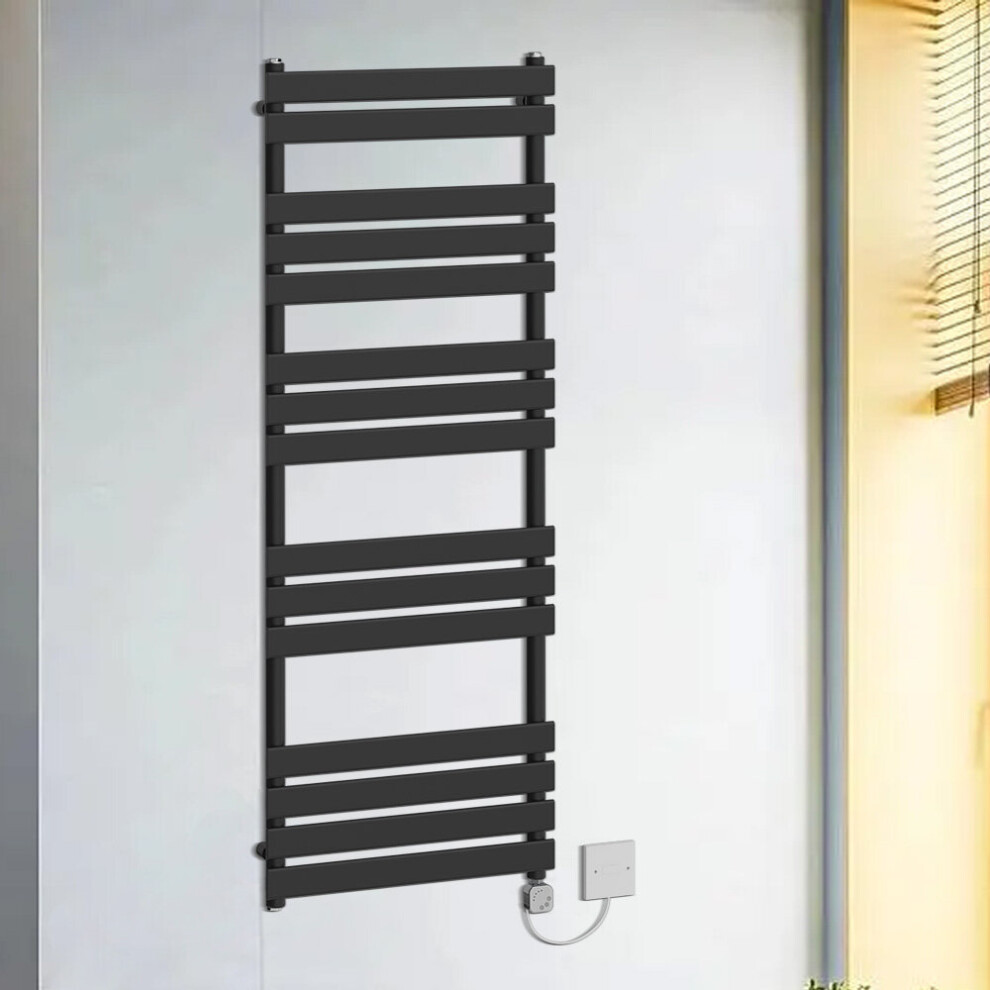 (1600x600mm, Black) WarmeHaus Thermostatic Heated Towel Rail Prefilled Electric Heated Towel Rail Bathroom Towel Radiator Ladder Style