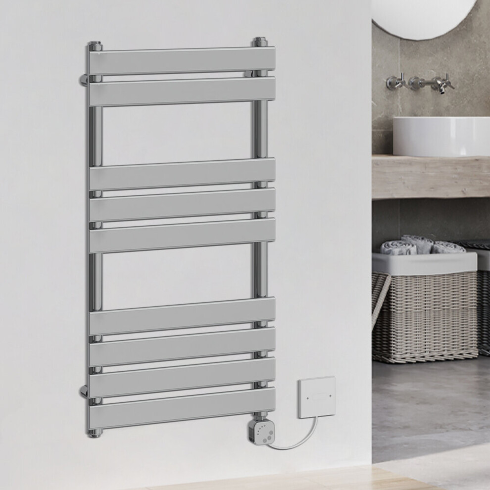 (950x500mm, Chrome) WarmeHaus Thermostatic Heated Towel Rail Prefilled Electric Heated Towel Rail Bathroom Towel Radiator Ladder Style