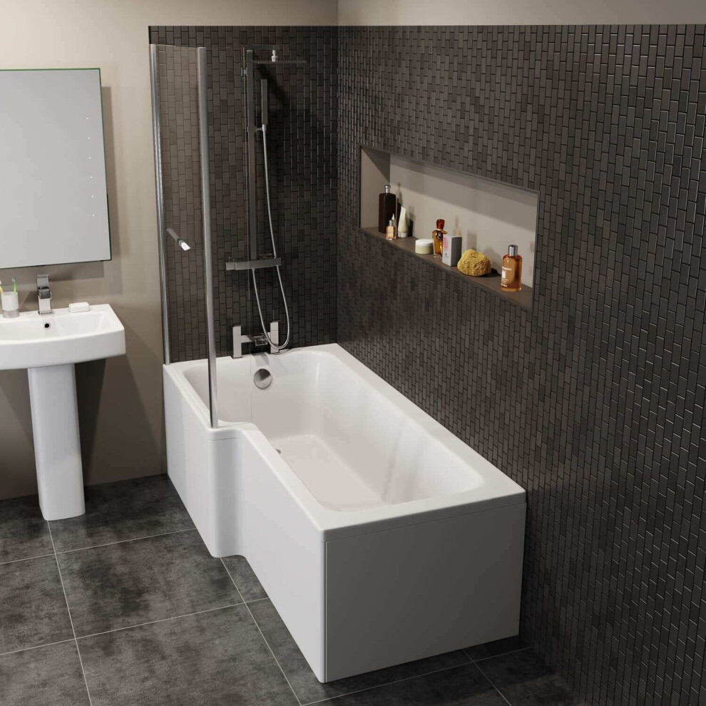 Modern L Shaped Shower Bath Only Left Hand Bathtub 1700Mm Acrylic Bathroom Tub 5056093624772