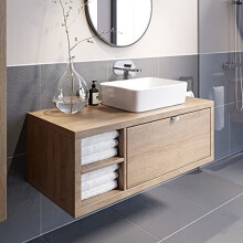 Bathroom Wall Hung Vanity Unit Sink Cabinet Wash Basin Sink Storage Drawer 1100