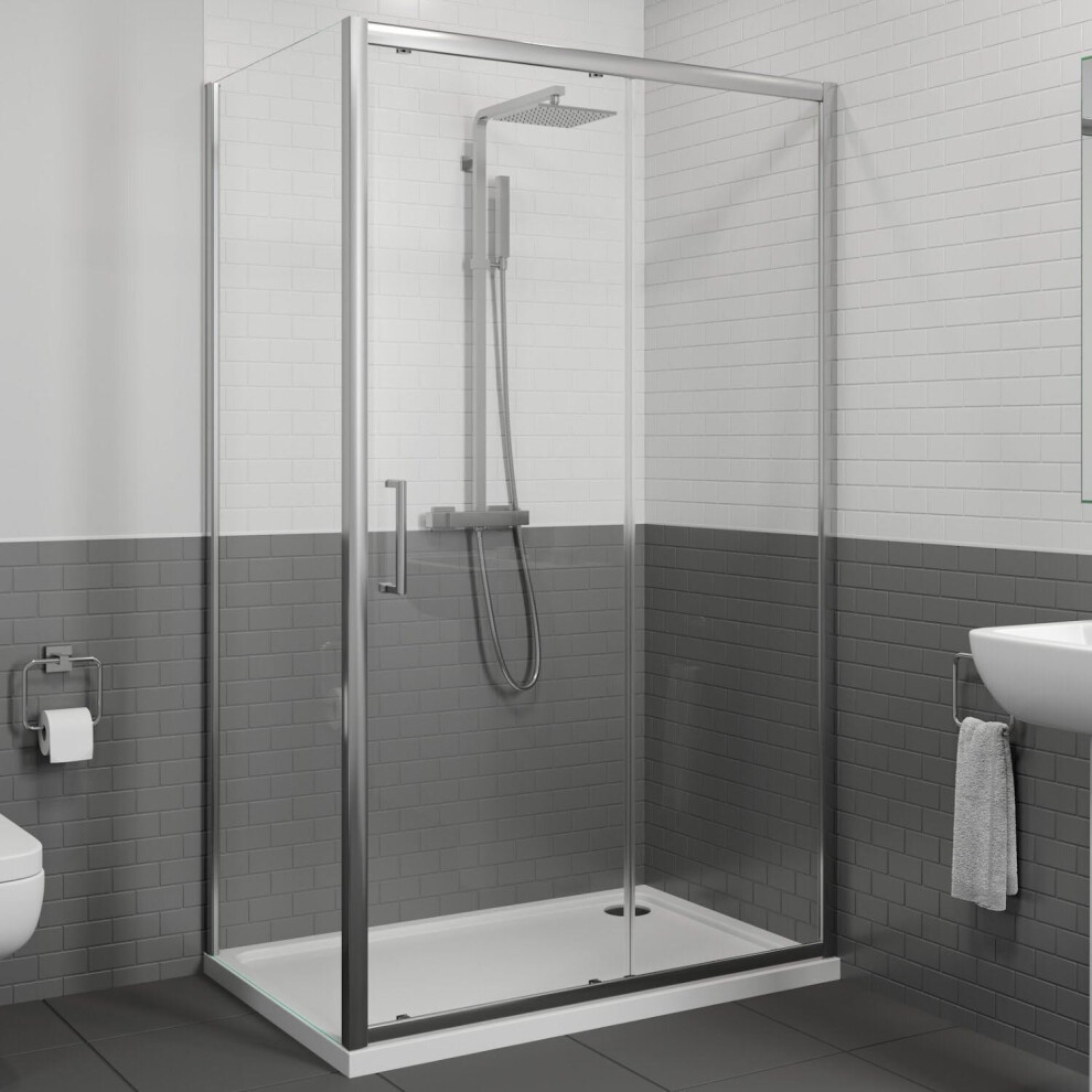 1000 X 700Mm Sliding Shower Door & Side Panel Enclosure Cubicle Framed 8Mm Glass 5056093627568