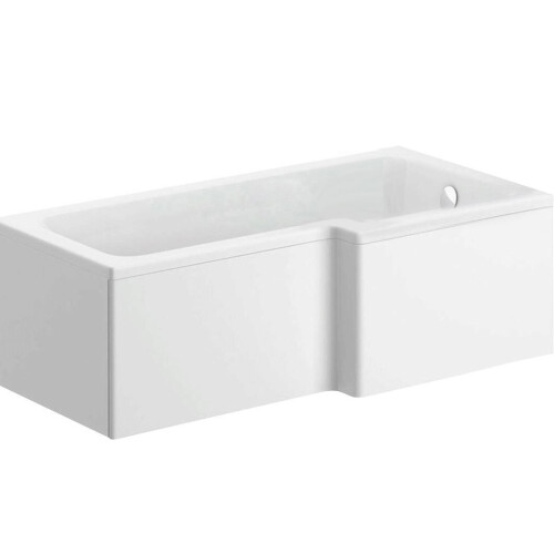 1600mm RH L Shaped White Acrylic Square Bath Shower Modern - Bath Only