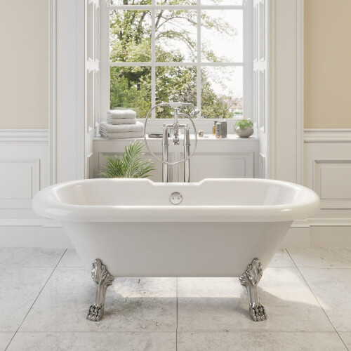 Traditional 1500 Freestanding Bath Double Ended Roll Top Legs Included White