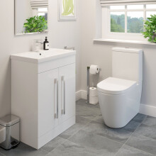 Modern Close Coupled WC Bathroom Suite Toilet Set Basin Sink Vanity Unit White