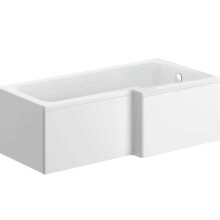 1700mm RH L Shaped White Acrylic Square Bath Shower Modern - Bath Only