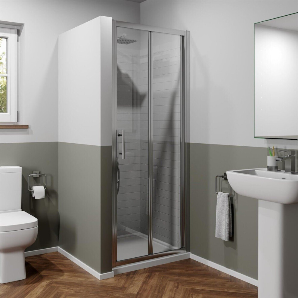 760Mm Bathroom Bi Fold Shower Door Walk In Enclosure Framed 6Mm Safety Glass 5056093625854