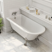 Freestanding 1500mm Traditional Roll Top Bath White Single Ended Legs Included