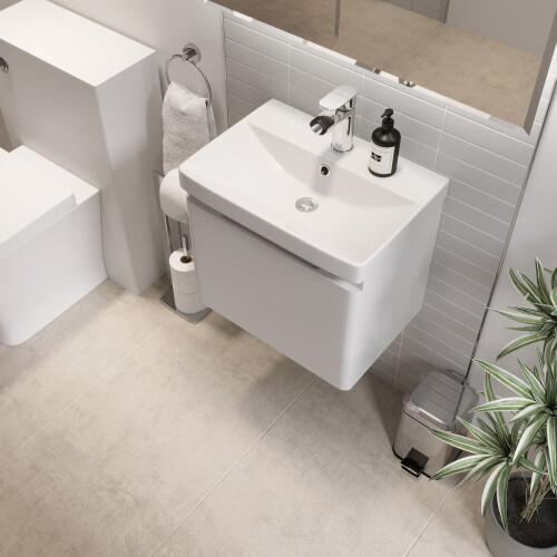 Regis White Wall Hung Vanity Unit - 500mm Width 1