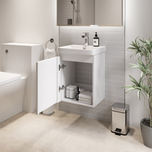 Regis White Wall Hung Vanity Unit - 400mm Width 1