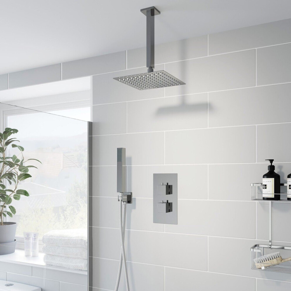 Thermostatic Concealed Square Shower Ceiling Mounted and Handset Shower Heads