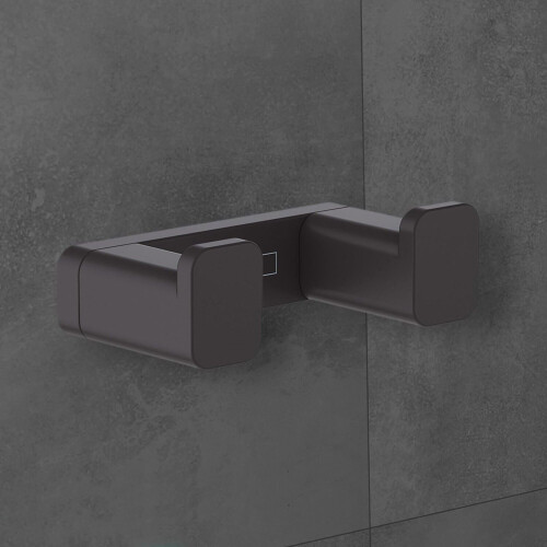 Hansgrohe Hansgrohe AddStoris Bathroom Double Robe Towel Hook Matt Black Wall Mounted 1