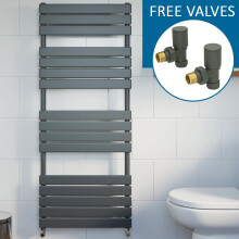 Modern Flat Panel Heated Towel Rail Radiator Anthracite 1600 x 600mm FREE Valves
