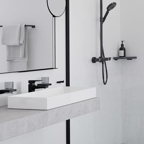 Hansgrohe Hansgrohe AddStoris Bathroom Double Robe Towel Hook Matt Black Wall Mounted 2