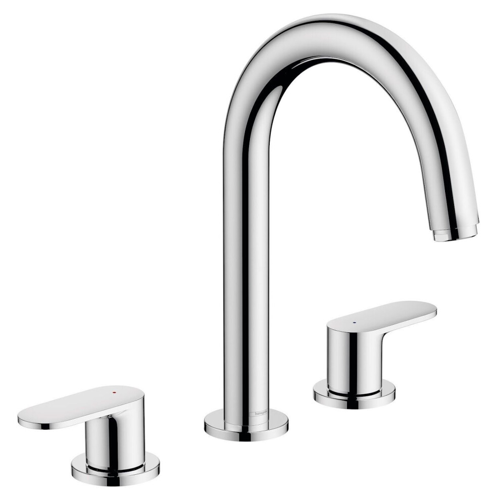 Hansgrohe Vernis Blend Bathroom Basin Mixer Tap 3 Tap Hole Chrome Curved Eco