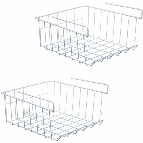 Under Shelf Storage Basket, 2-Pack Hanging Metal Wire Storage