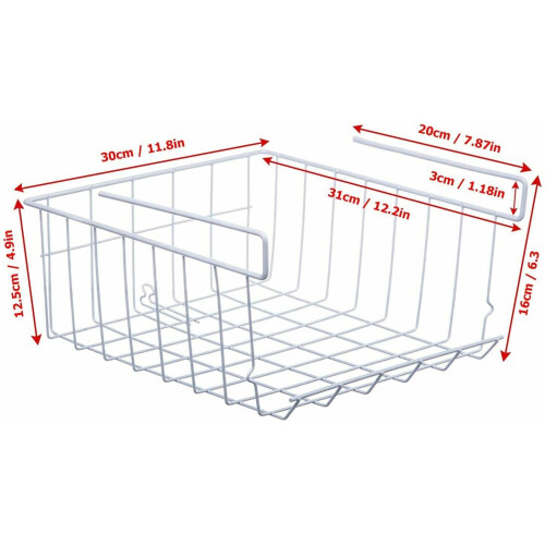 Under Shelf Storage Basket, 2-Pack Hanging Metal Wire Storage 1