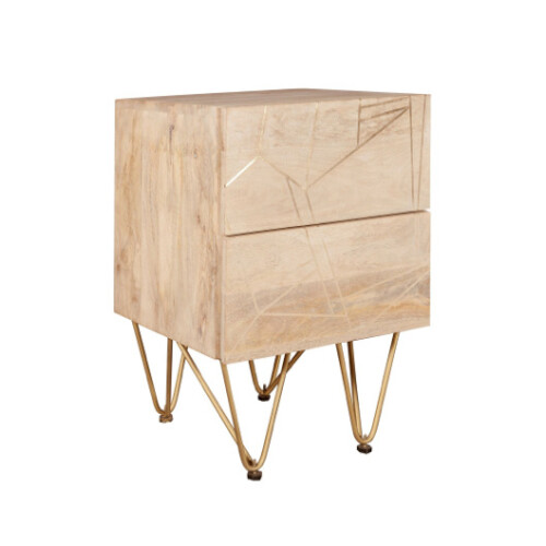 Light Gold 2 Drawer Side Table 1