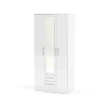 Larz 3 Door 2 Drawer Wardrobe With Mirror-White