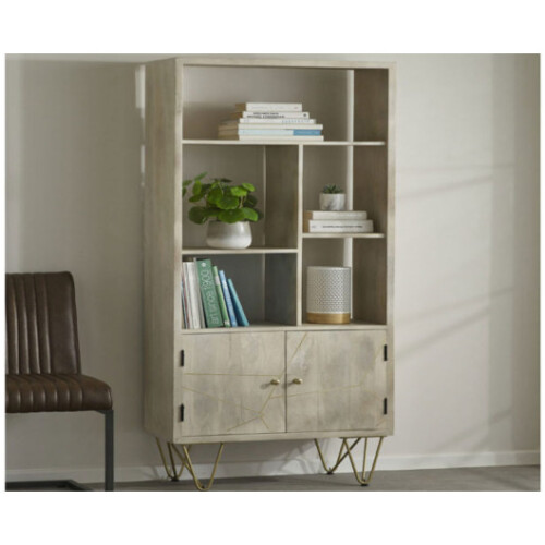 Light Gold Large 2 Door Bookcase 1