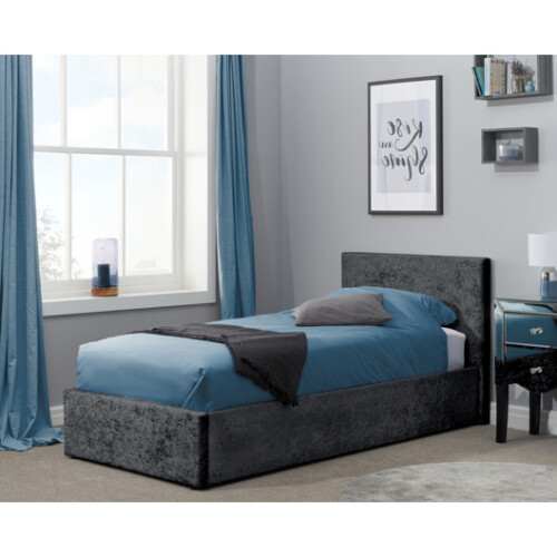 Birlea Single Beda Fabric Ottoman - Black Crushed Velvet