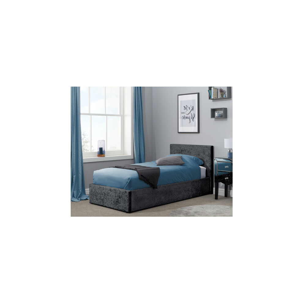 Birlea Single Beda Fabric Ottoman - Crushed Velvet Black
