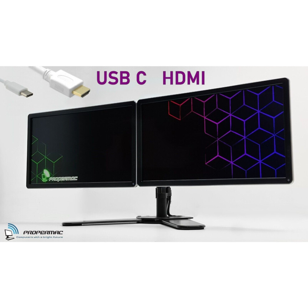 Dual Monitor Screen Bundle Setup 2X22" Usb-C Hdmi For Home Laptop Black 5060935980858
