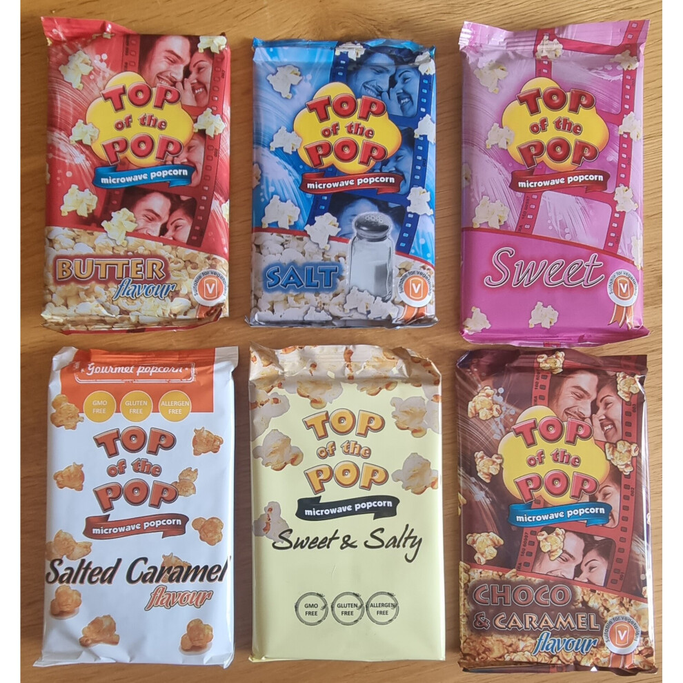 6x Verity Pack Microwave Popcorn Kits Salted Caramel Chocolate Sweet Salted Toffee