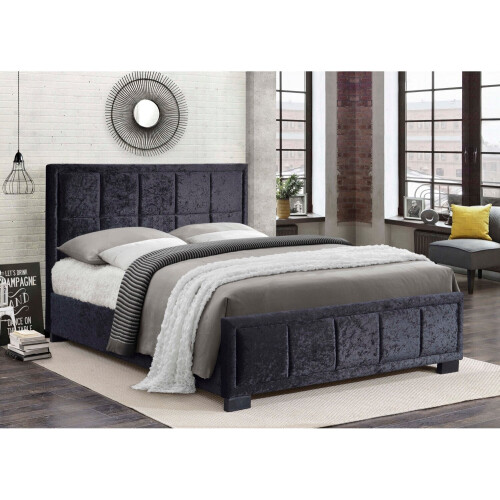 Birlea Harrison King Size Bed-Black Crushed Velvet 2
