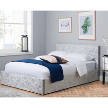 Beda King Size Fabric Ottoman - Steel Crushed Velvet