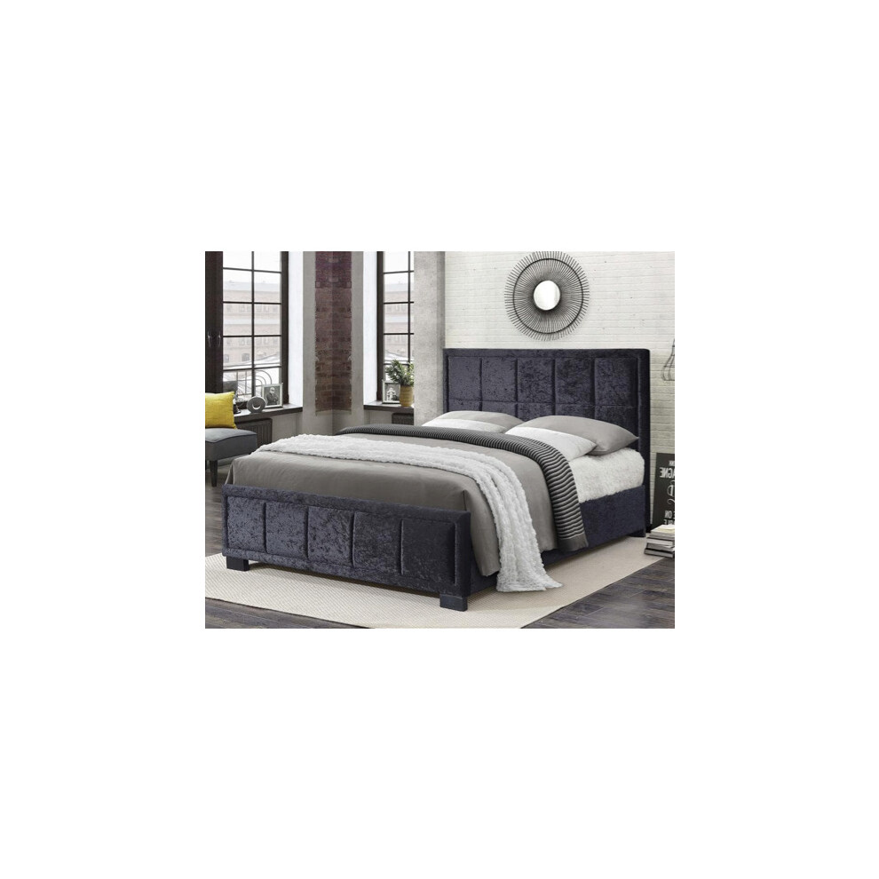 Harrison King Size Bed-Black Crushed Velvet